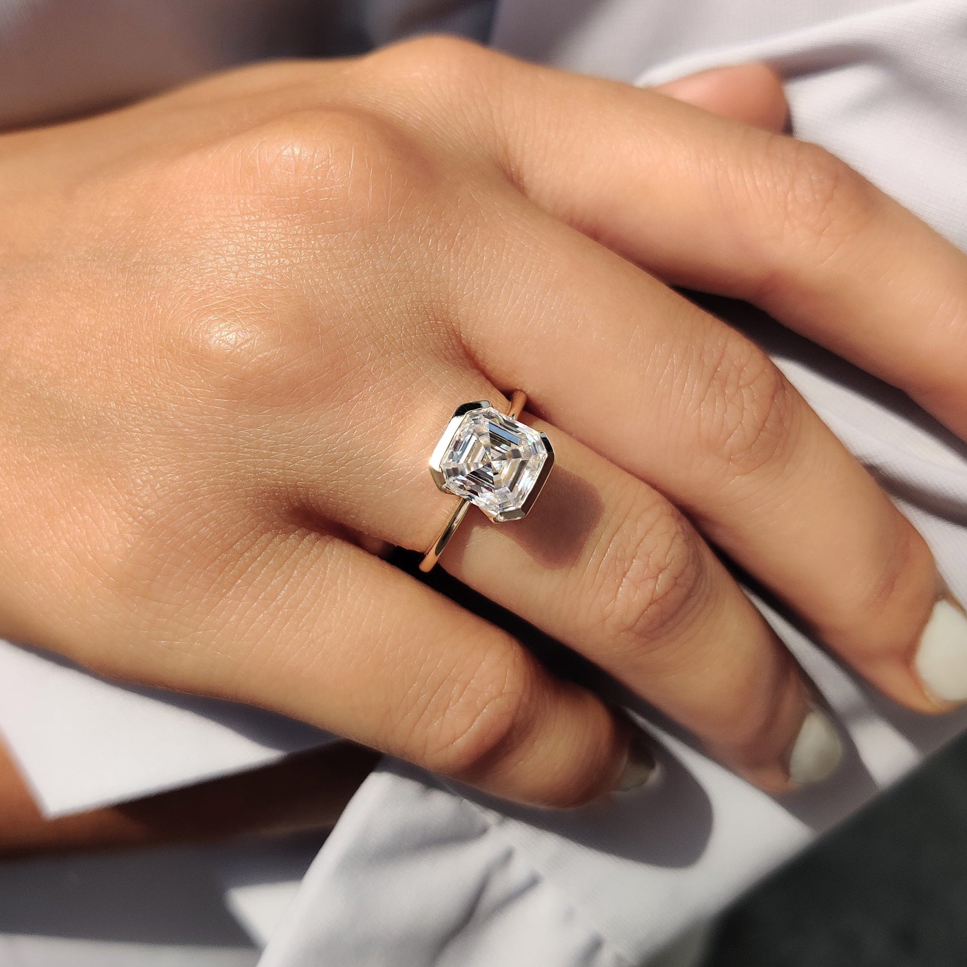 Cushion Hidden Halo Lab Grown Diamond Engagement Ring