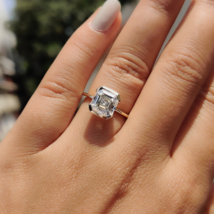 Cushion Hidden Halo Lab Grown Diamond Engagement Ring