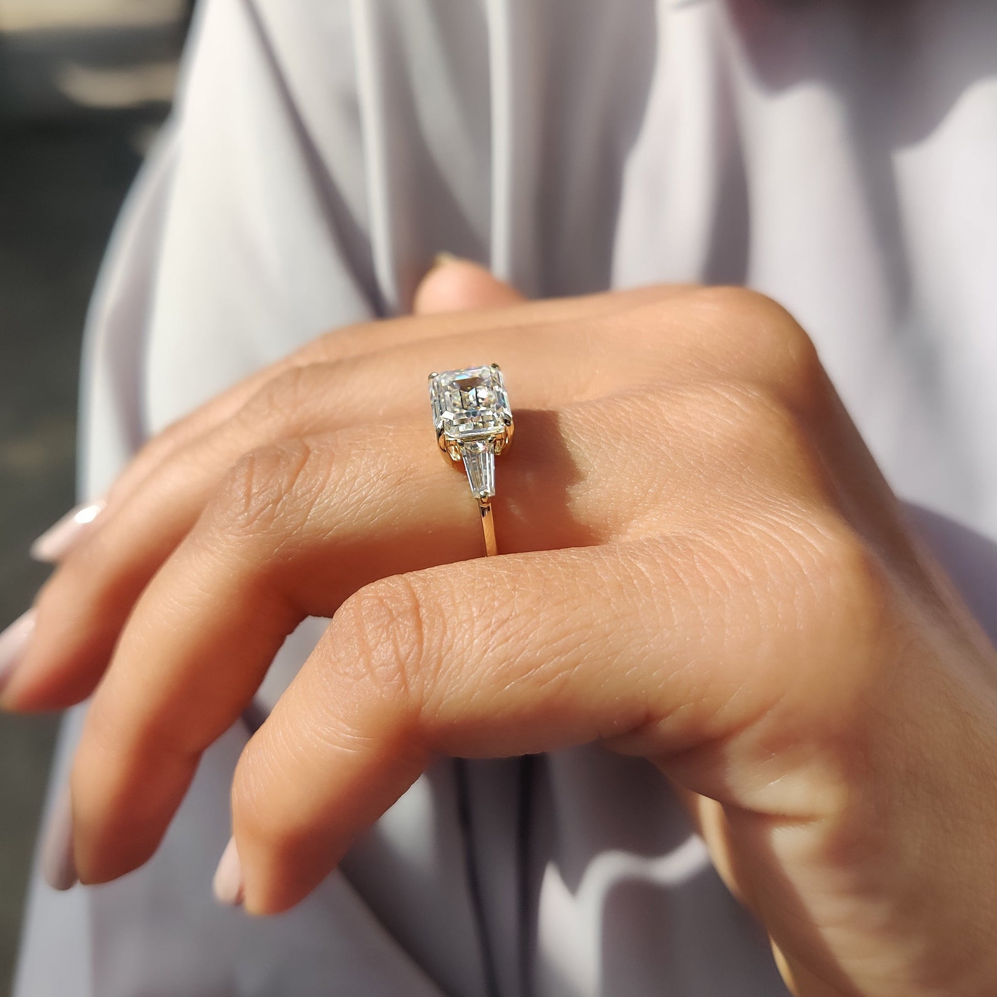 Cushion Hidden Halo Lab Grown Diamond Engagement Ring