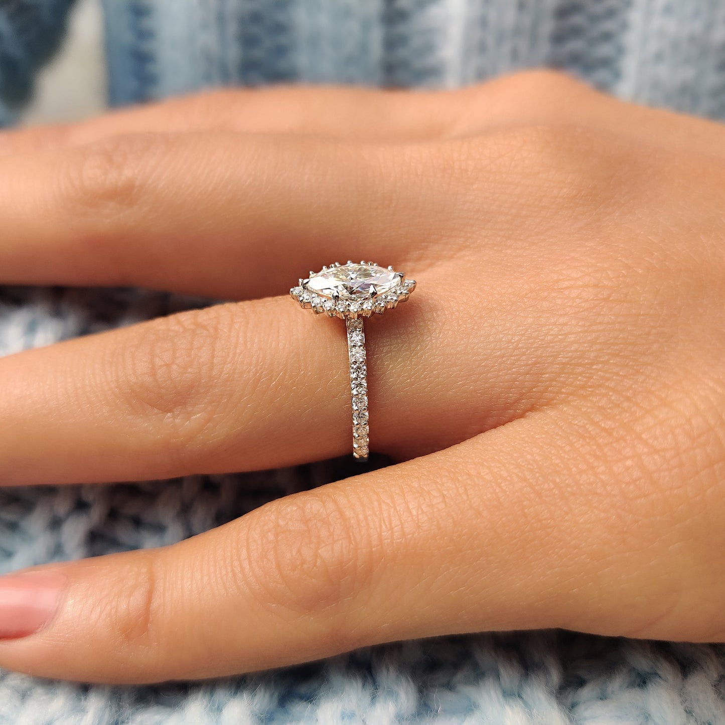 Cushion Hidden Halo Lab Grown Diamond Engagement Ring