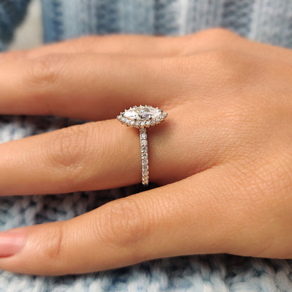 Cushion Hidden Halo Lab Grown Diamond Engagement Ring