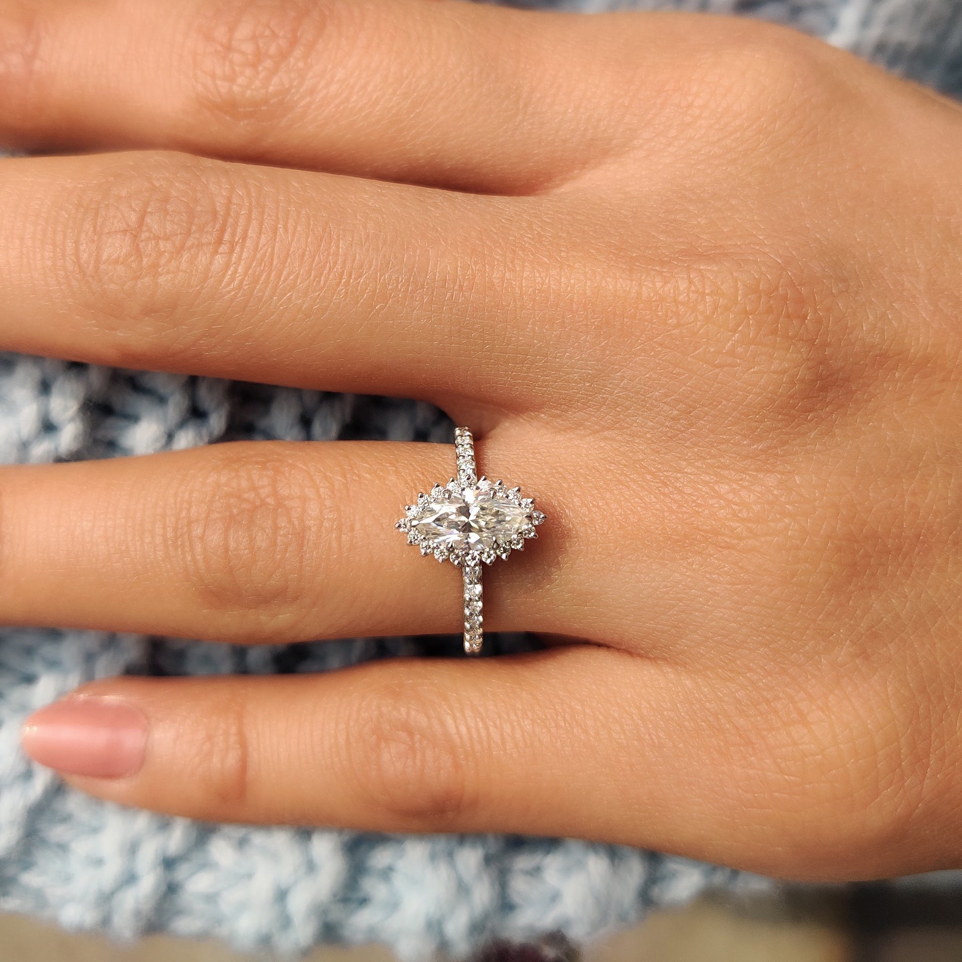 Cushion Hidden Halo Lab Grown Diamond Engagement Ring