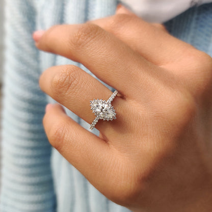 Cushion Hidden Halo Lab Grown Diamond Engagement Ring
