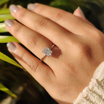Cushion Hidden Halo Lab Grown Diamond Engagement Ring