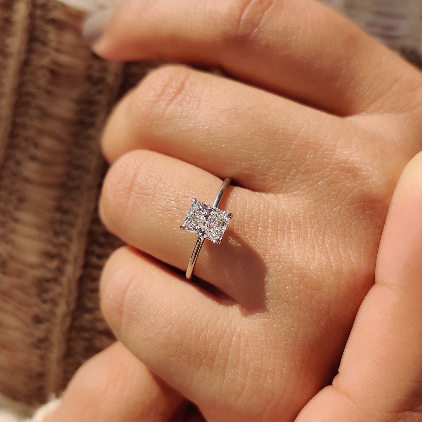 Cushion Hidden Halo Lab Grown Diamond Engagement Ring