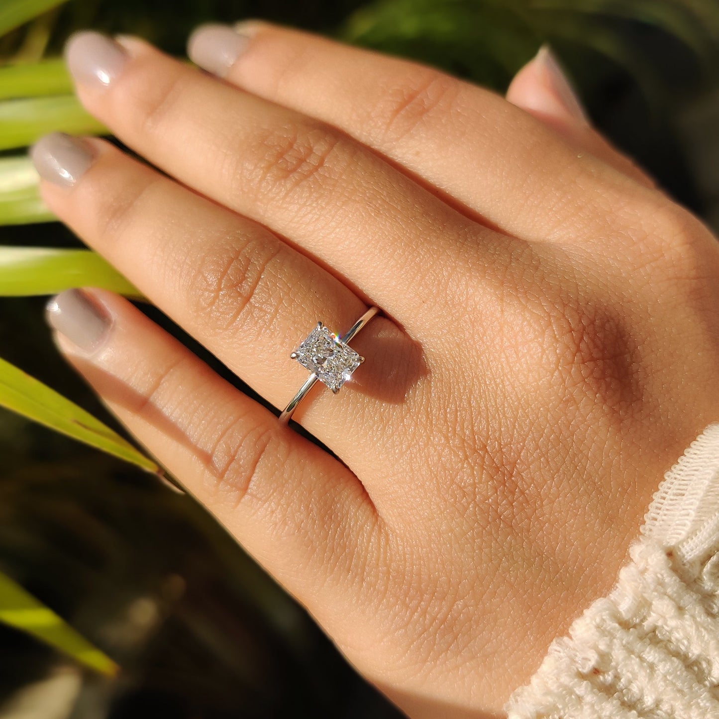 Cushion Hidden Halo Lab Grown Diamond Engagement Ring