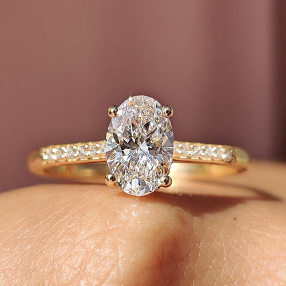 Cushion Hidden Halo Lab Grown Diamond Engagement Ring