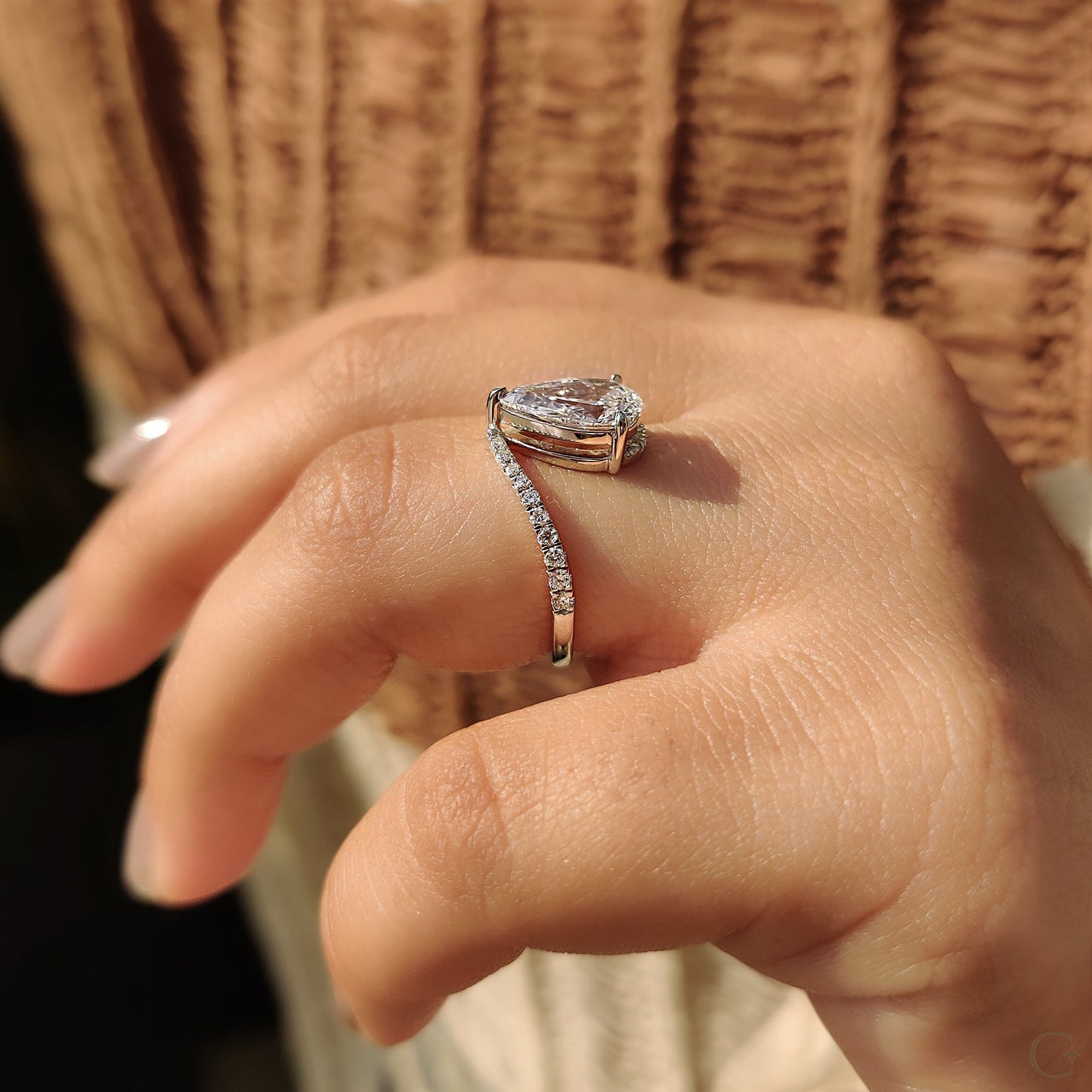 Cushion Hidden Halo Lab Grown Diamond Engagement Ring