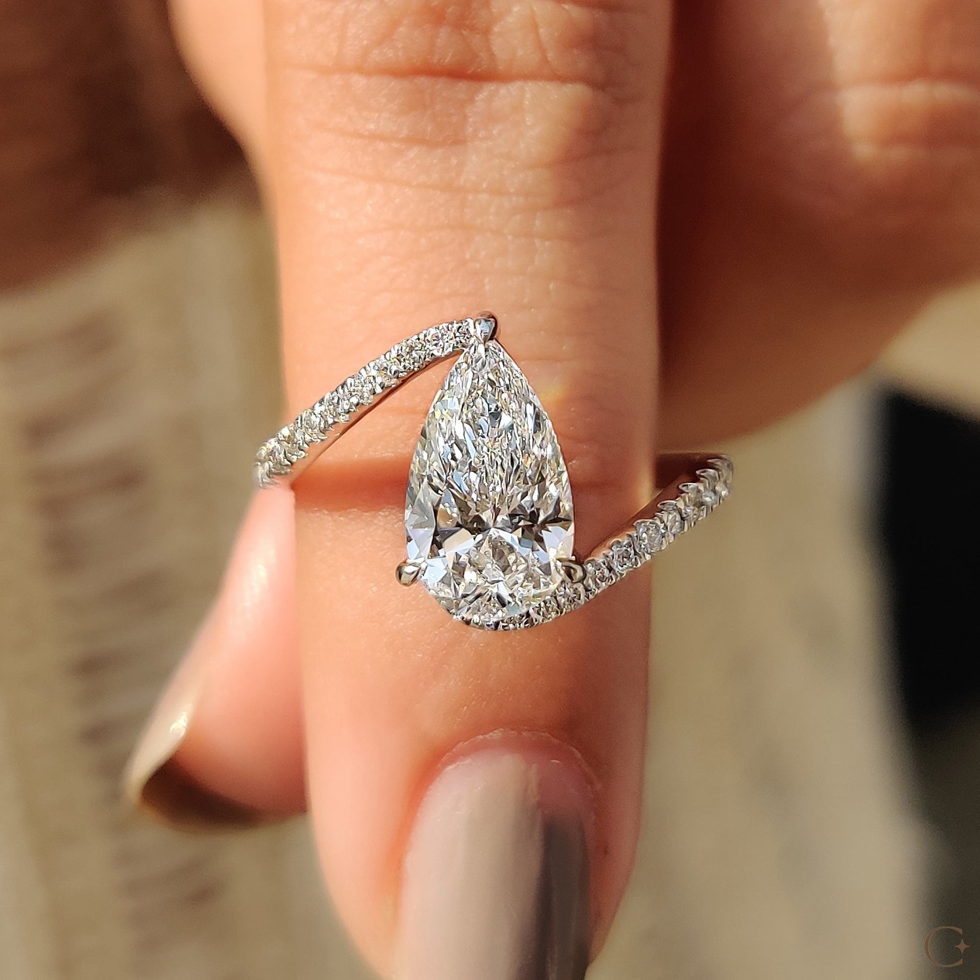 Cushion Hidden Halo Lab Grown Diamond Engagement Ring