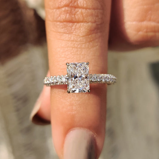Cushion Hidden Halo Lab Grown Diamond Engagement Ring