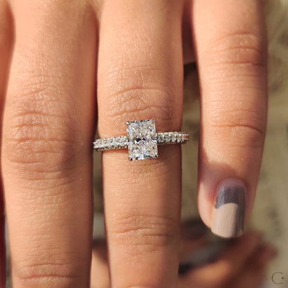 Cushion Hidden Halo Lab Grown Diamond Engagement Ring