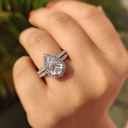 Cushion Hidden Halo Lab Grown Diamond Engagement Ring