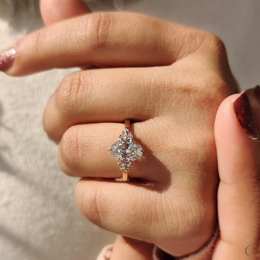 Cushion Hidden Halo Lab Grown Diamond Engagement Ring