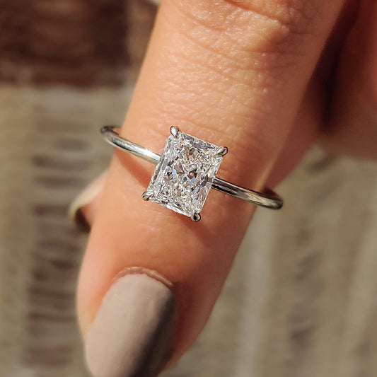 Cushion Hidden Halo Lab Grown Diamond Engagement Ring