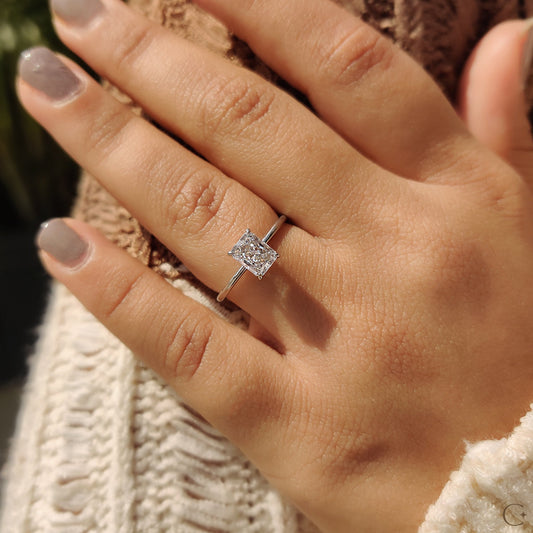 Cushion Hidden Halo Lab Grown Diamond Engagement Ring