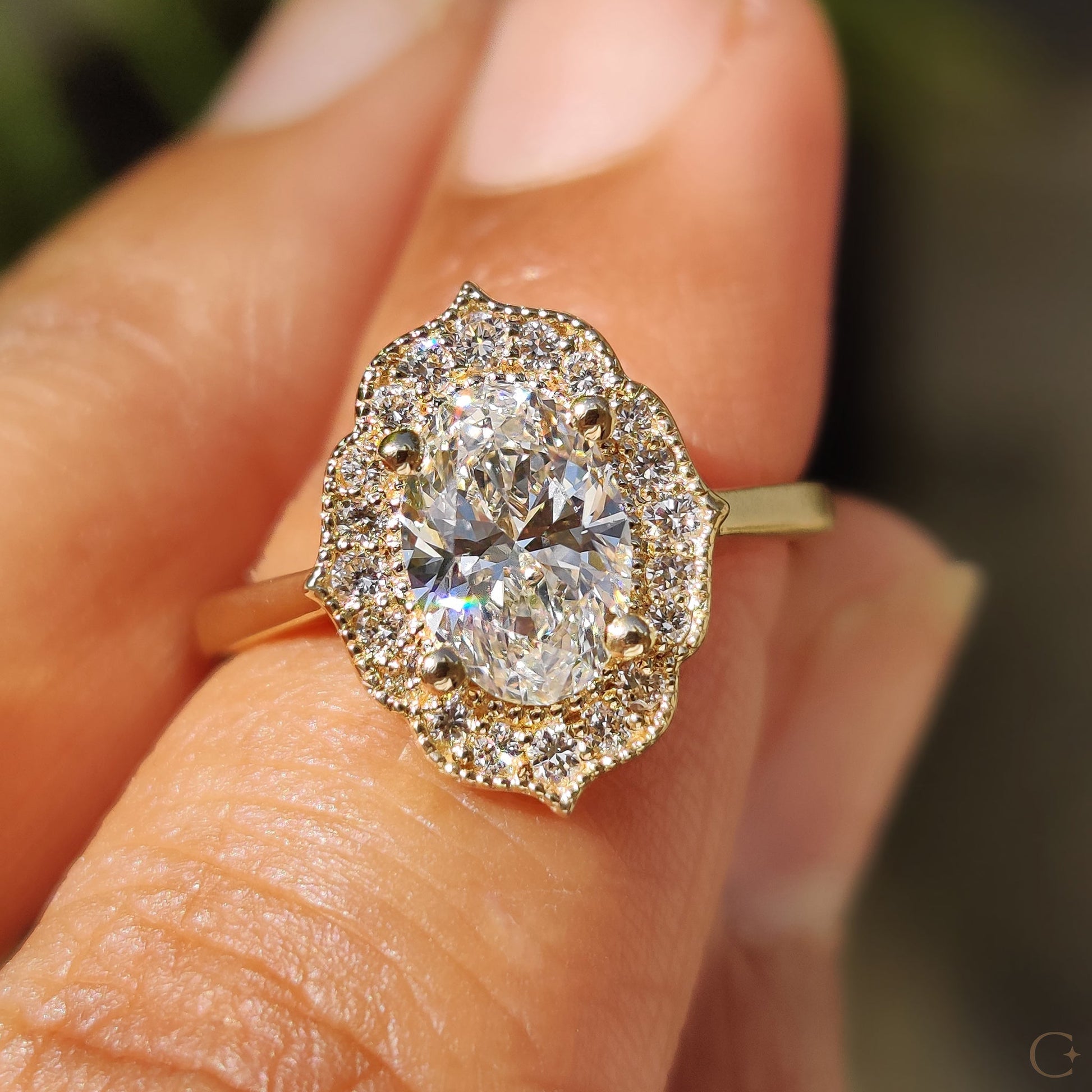 Cushion Hidden Halo Lab Grown Diamond Engagement Ring