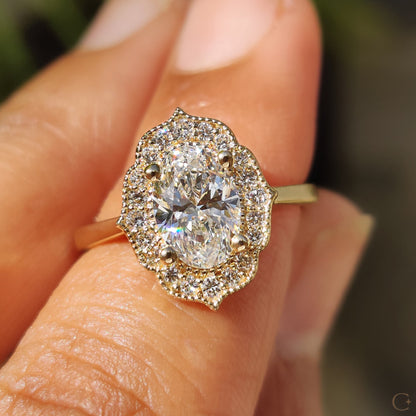 Cushion Hidden Halo Lab Grown Diamond Engagement Ring