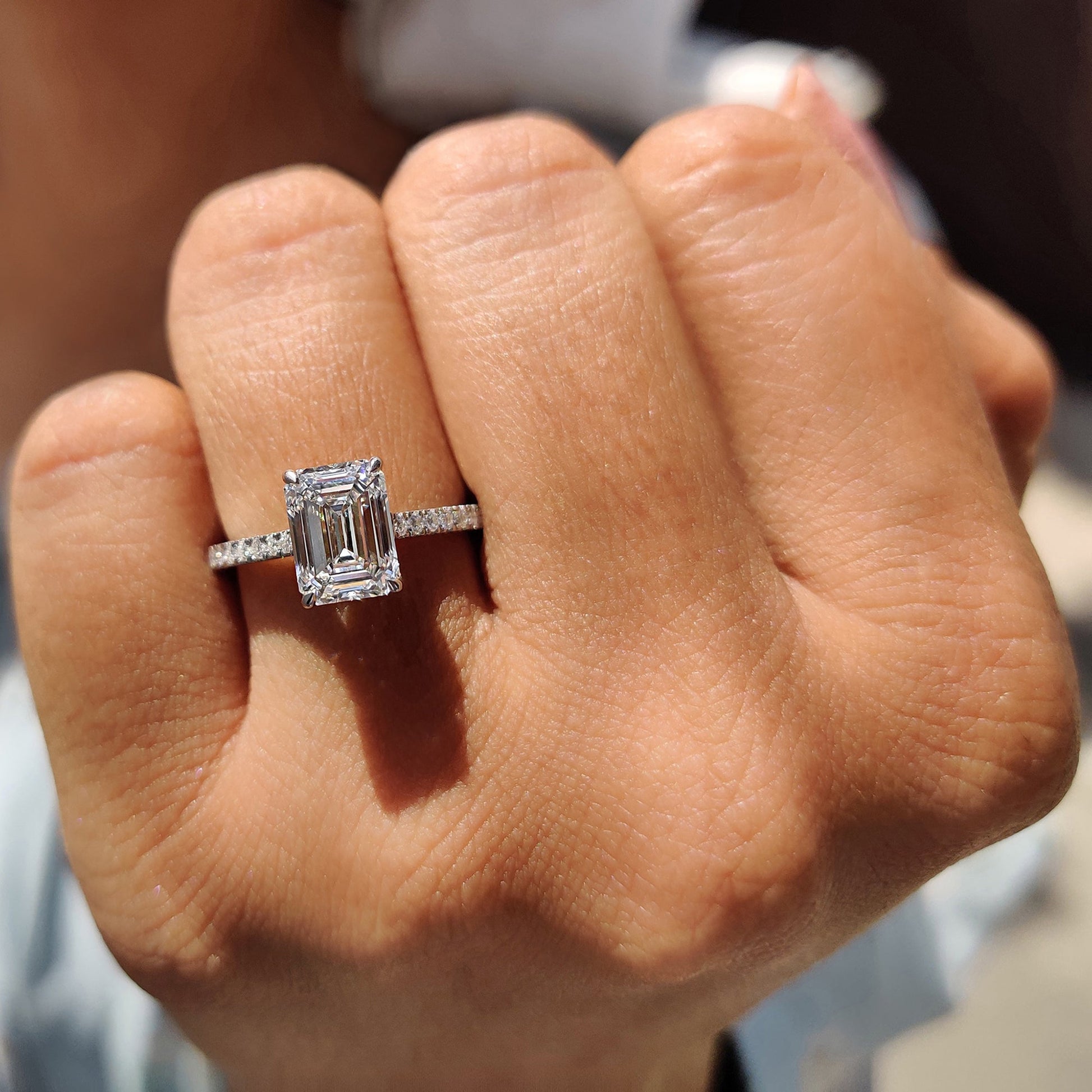 Cushion Hidden Halo Lab Grown Diamond Engagement Ring