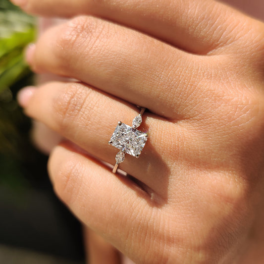 Cushion Hidden Halo Lab Grown Diamond Engagement Ring