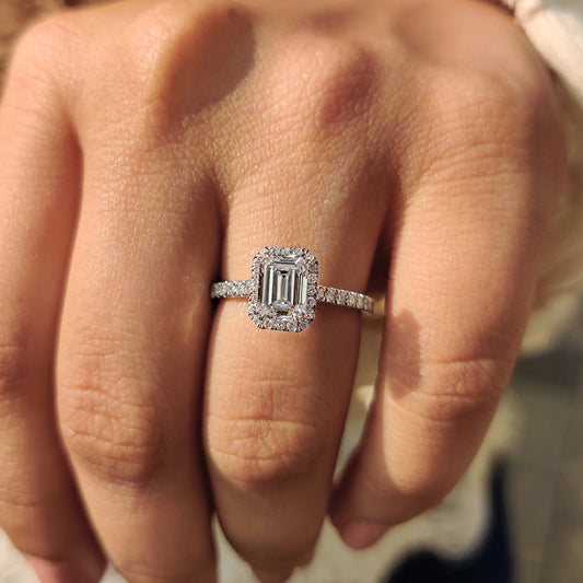 Cushion Hidden Halo Lab Grown Diamond Engagement Ring