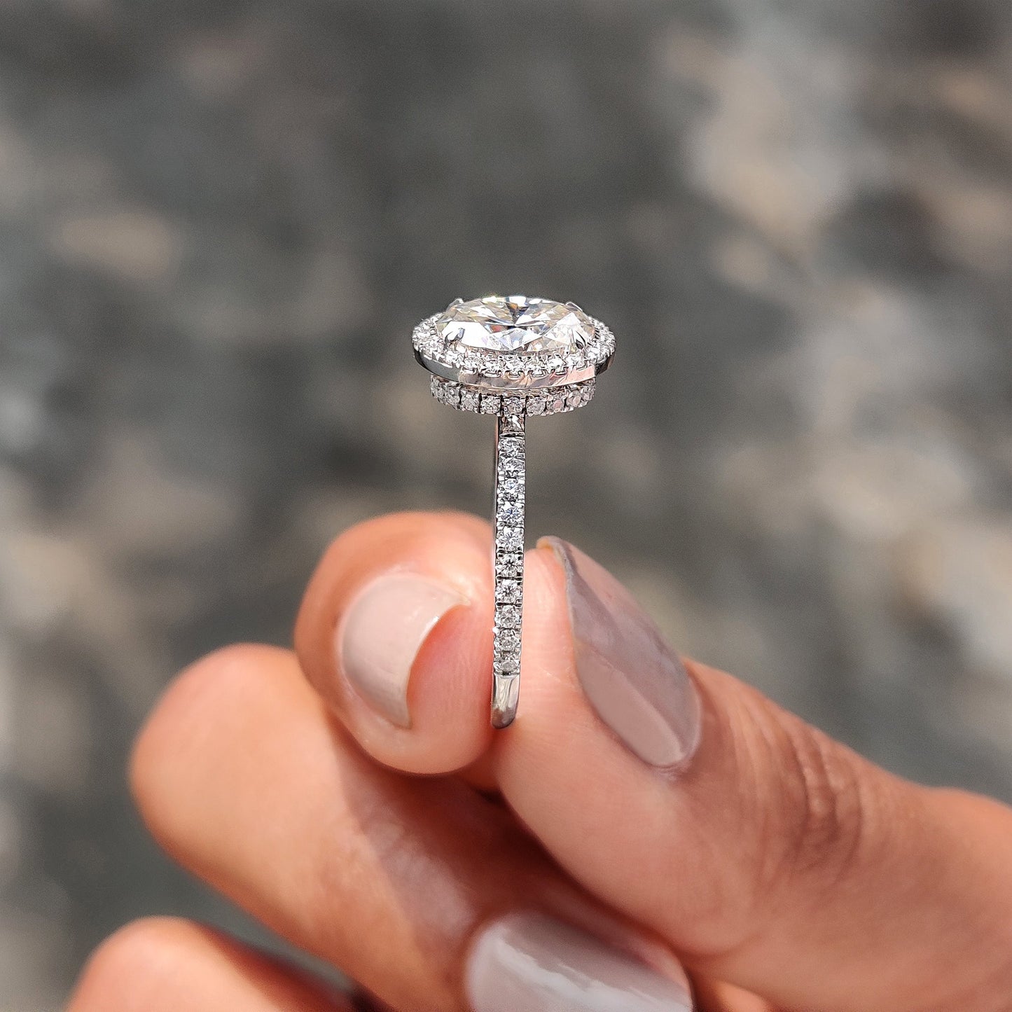 Cushion Hidden Halo Lab Grown Diamond Engagement Ring