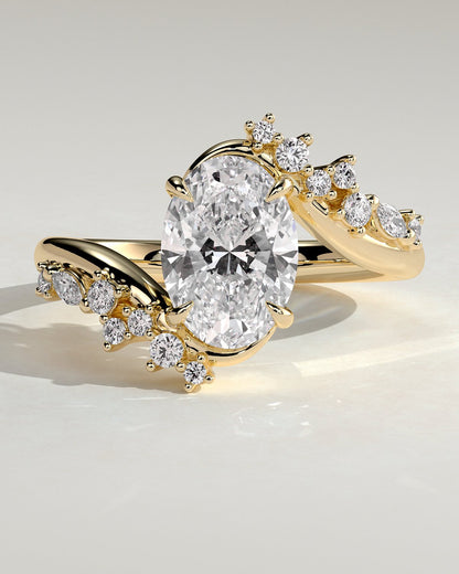 Oval Swirl Swirl Cluster Engagement Ring – 2 CT Lab Grown Diamond