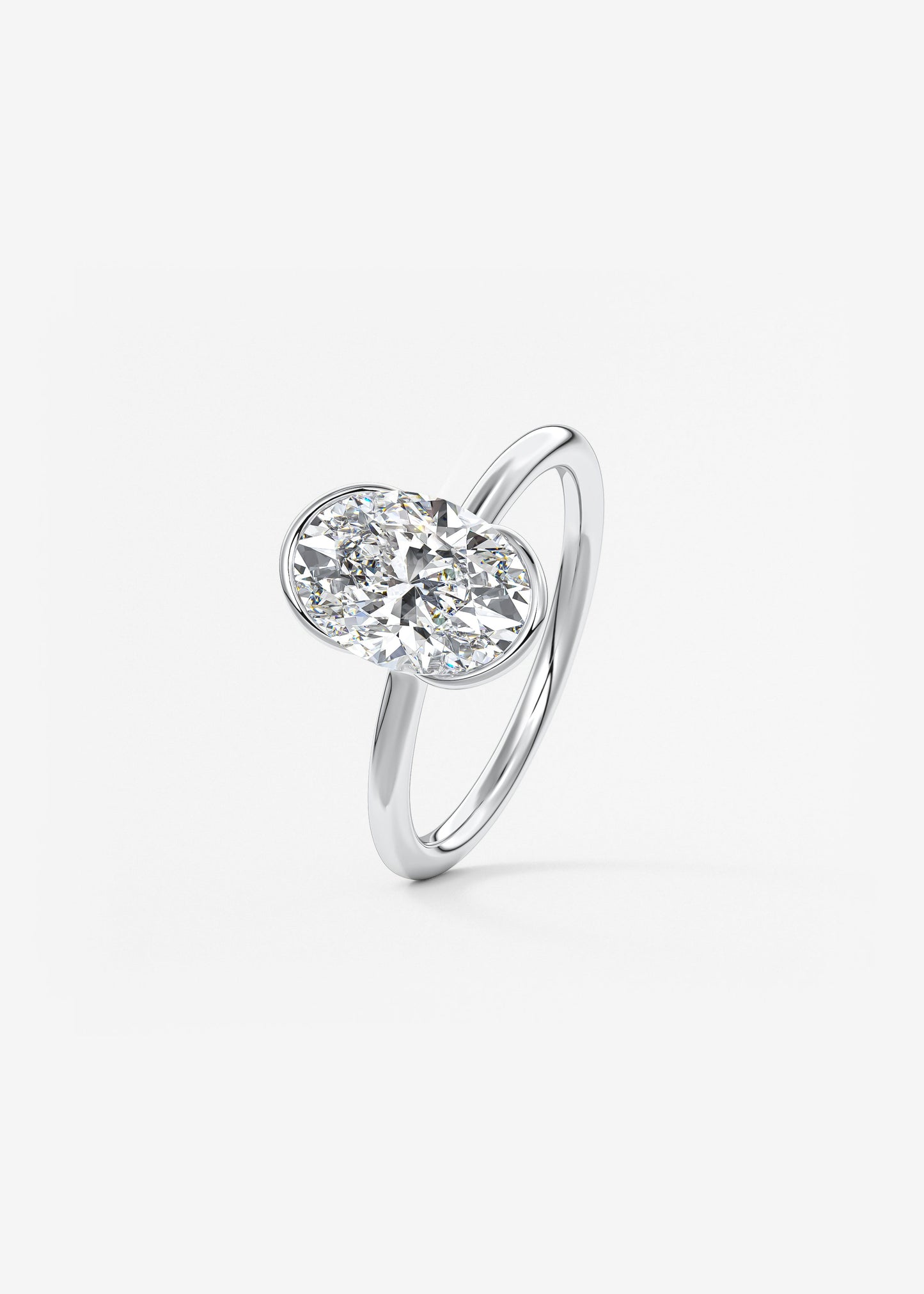 Oval Solitaire With Raised Basket Gallery Lab Grown Diamond Engagement Ring