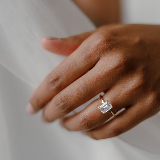 Cushion Hidden Halo Lab Grown Diamond Engagement Ring