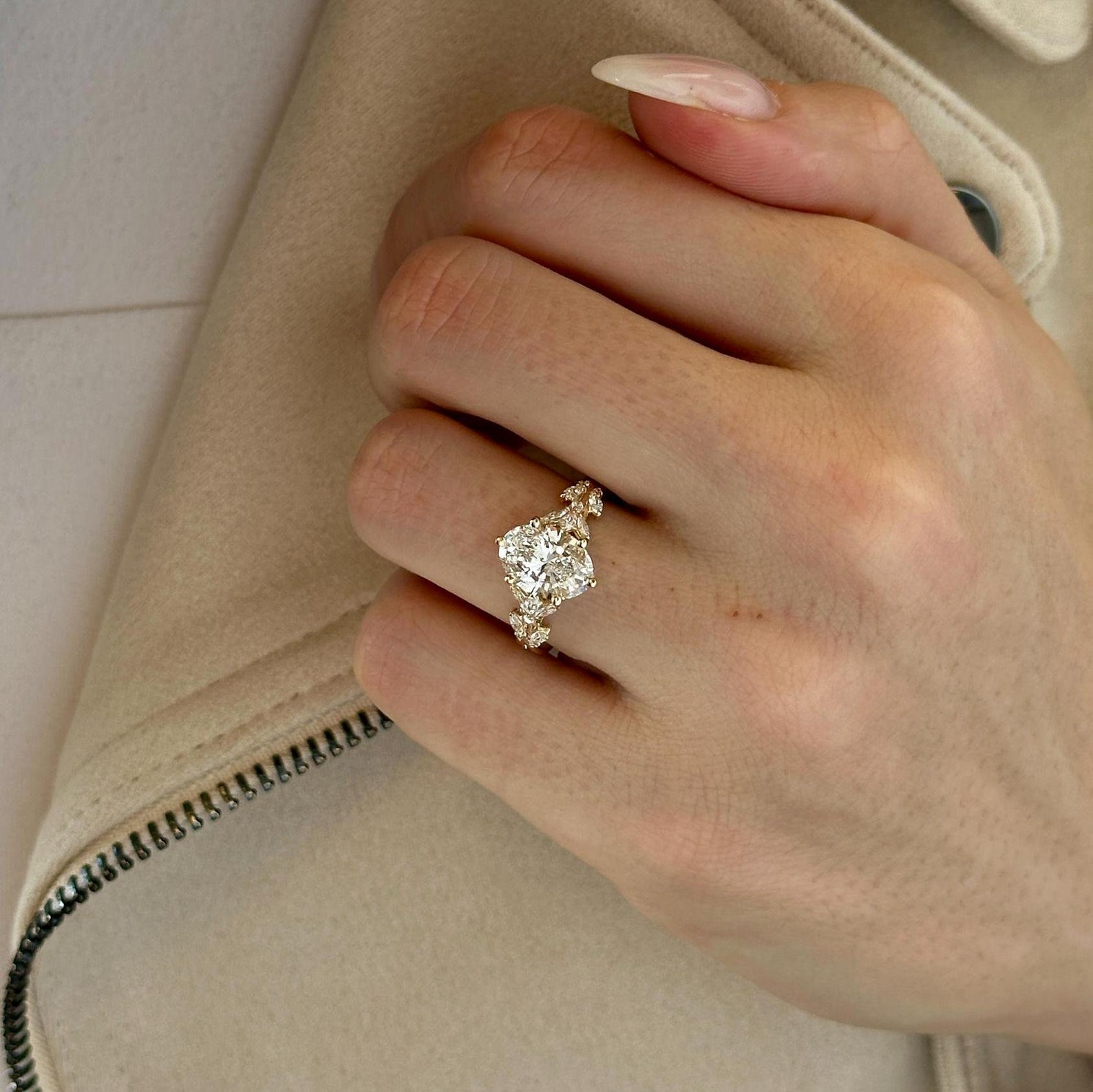 Round Halo, Pave & Split Shank Engagement Ring – 1.93 CT Lab Grown Diamond