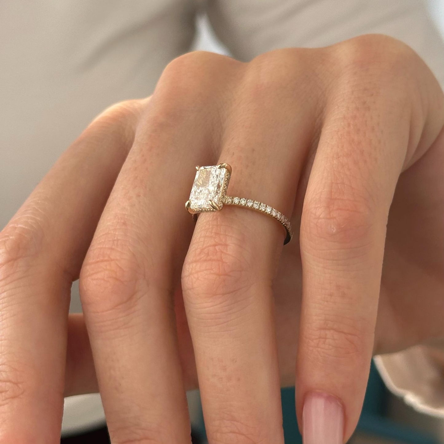 Round Halo, Pave & Split Shank Engagement Ring – 1.93 CT Lab Grown Diamond