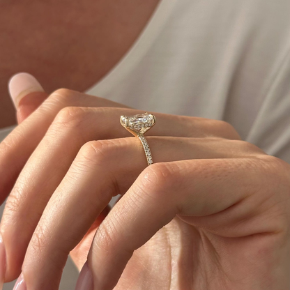 Round Halo, Pave & Split Shank Engagement Ring – 1.93 CT Lab Grown Diamond