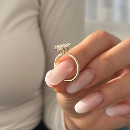 Round Halo, Pave & Split Shank Engagement Ring – 1.93 CT Lab Grown Diamond