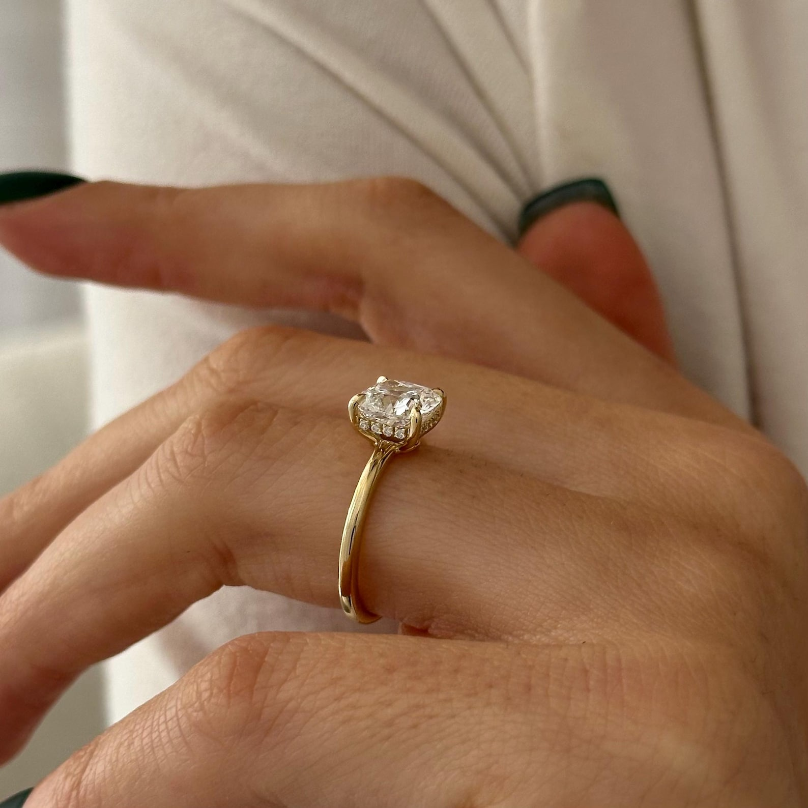 Round Halo, Pave & Split Shank Engagement Ring – 1.93 CT Lab Grown Diamond