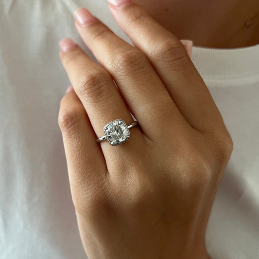 Round Halo, Pave & Split Shank Engagement Ring – 1.93 CT Lab Grown Diamond
