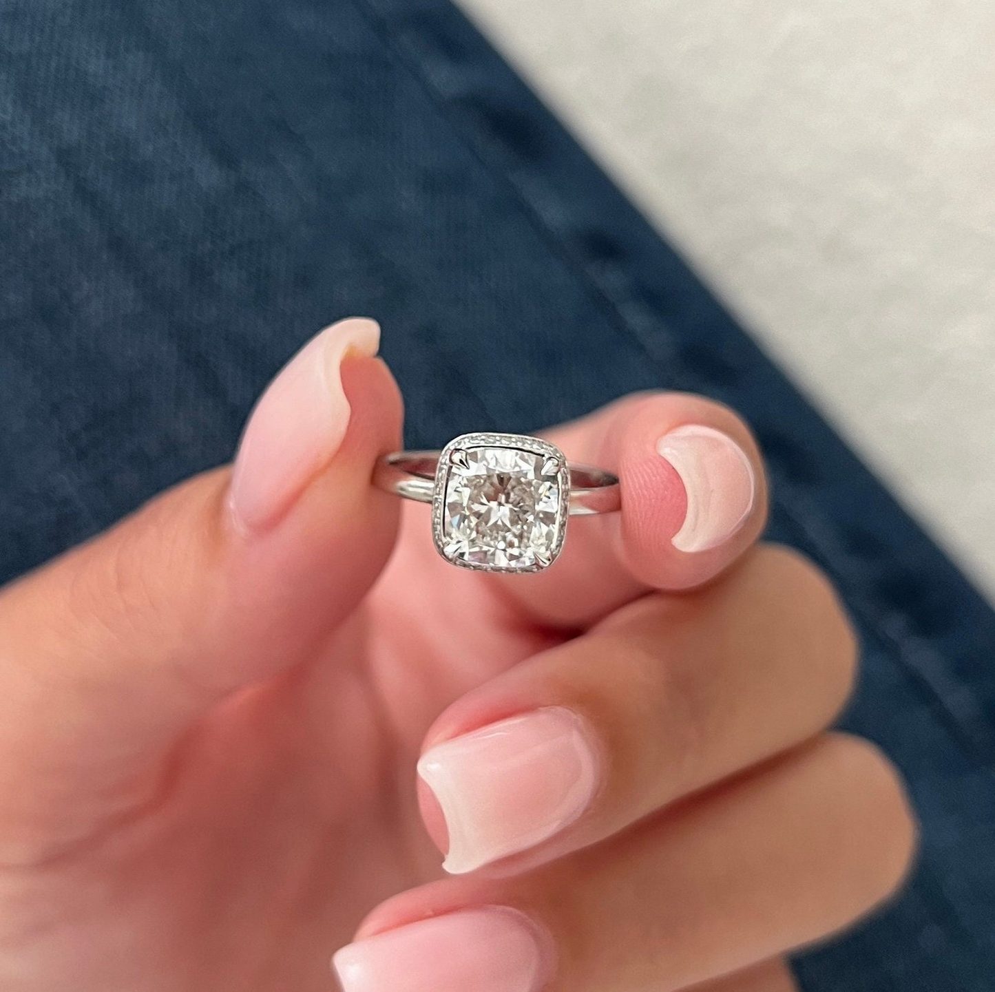 Round Halo, Pave & Split Shank Engagement Ring – 1.93 CT Lab Grown Diamond