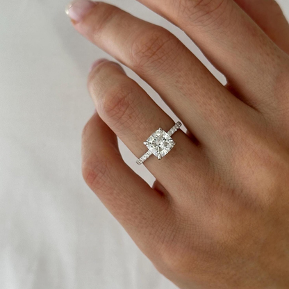 Round Halo, Pave & Split Shank Engagement Ring – 1.93 CT Lab Grown Diamond