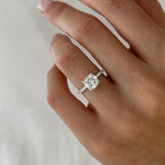Round Halo, Pave & Split Shank Engagement Ring – 1.93 CT Lab Grown Diamond