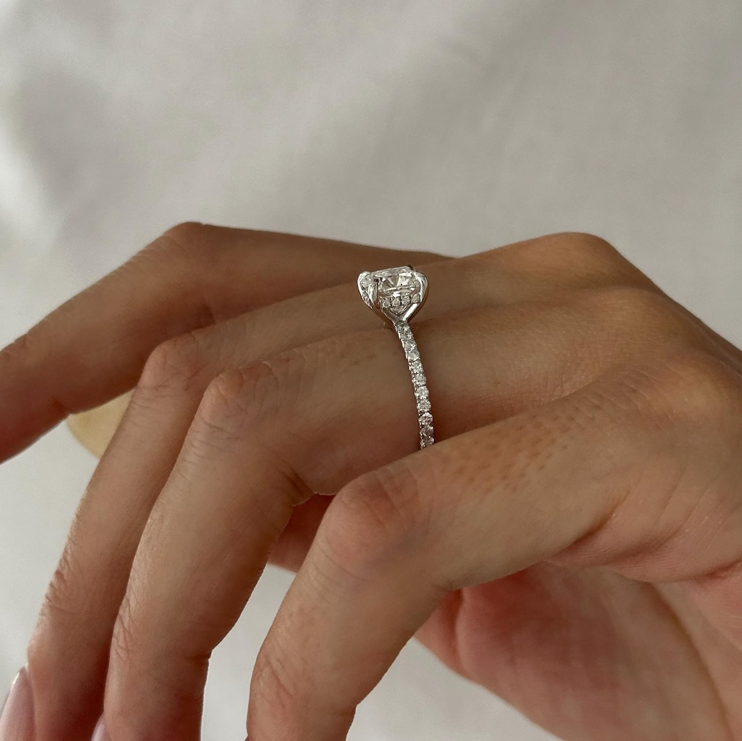 Round Halo, Pave & Split Shank Engagement Ring – 1.93 CT Lab Grown Diamond