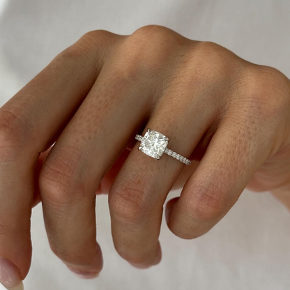 Round Halo, Pave & Split Shank Engagement Ring – 1.93 CT Lab Grown Diamond