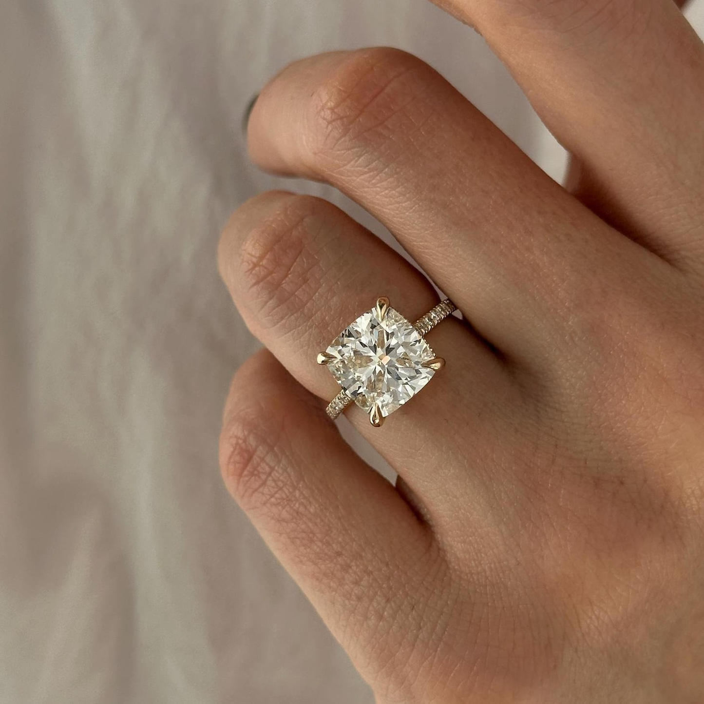 Round Halo, Pave & Split Shank Engagement Ring – 1.93 CT Lab Grown Diamond