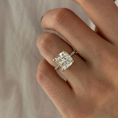 Round Halo, Pave & Split Shank Engagement Ring – 1.93 CT Lab Grown Diamond