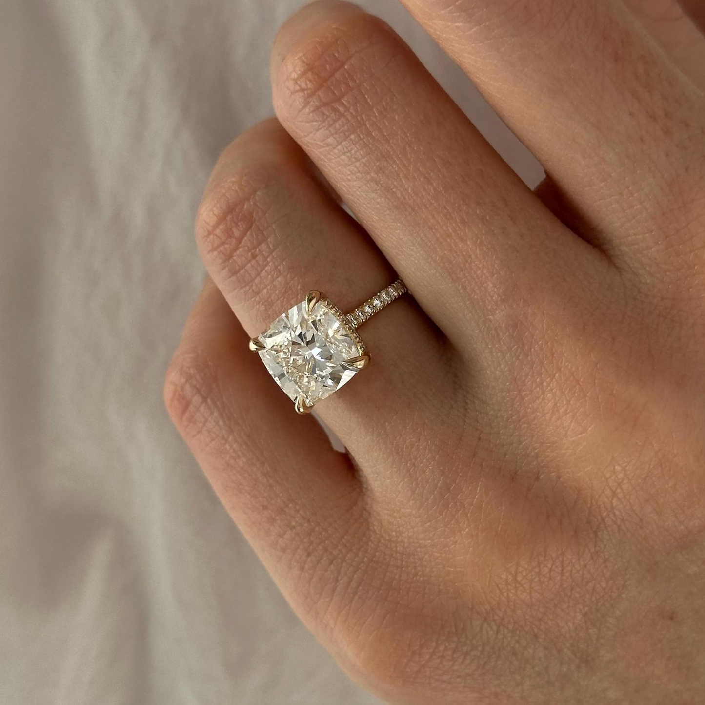 Round Halo, Pave & Split Shank Engagement Ring – 1.93 CT Lab Grown Diamond