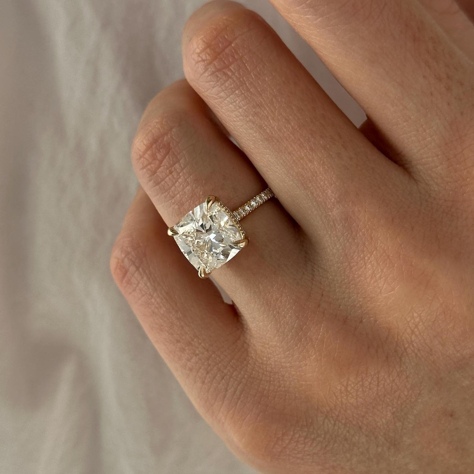 Round Halo, Pave & Split Shank Engagement Ring – 1.93 CT Lab Grown Diamond