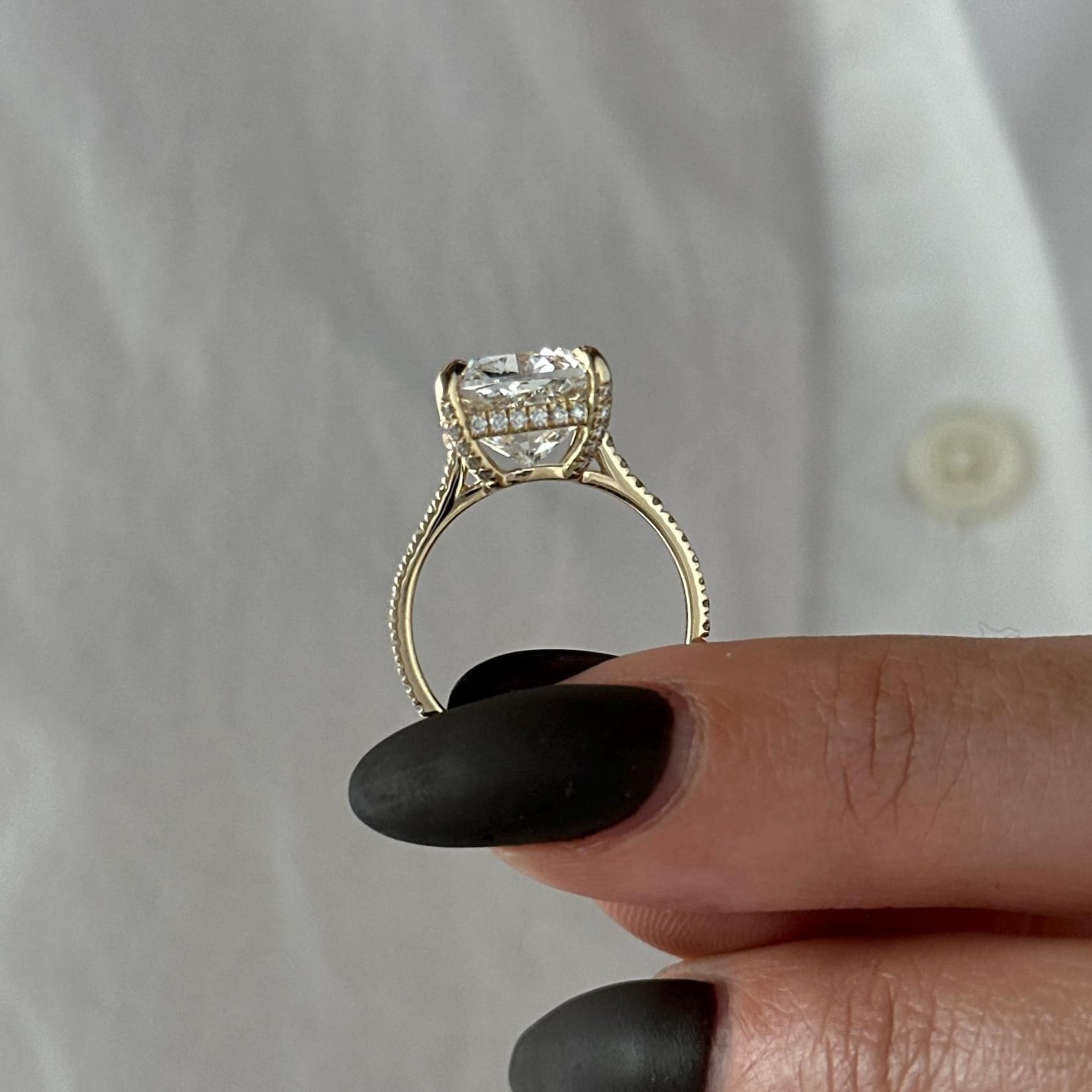 Round Halo, Pave & Split Shank Engagement Ring – 1.93 CT Lab Grown Diamond