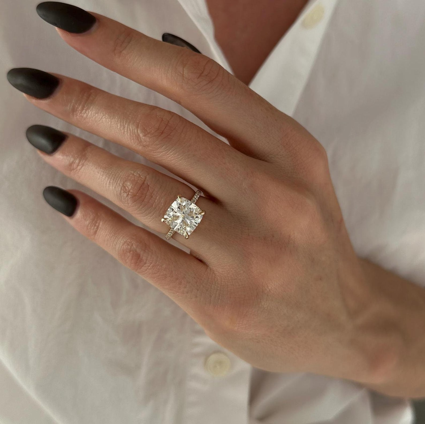 Round Halo, Pave & Split Shank Engagement Ring – 1.93 CT Lab Grown Diamond