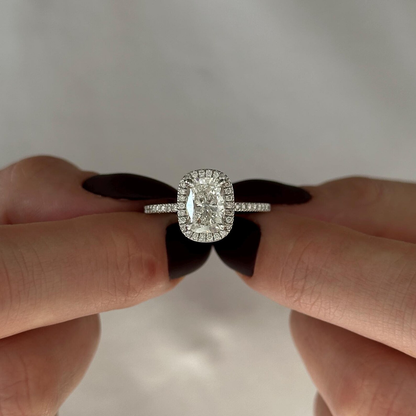 Round Halo, Pave & Split Shank Engagement Ring – 1.93 CT Lab Grown Diamond