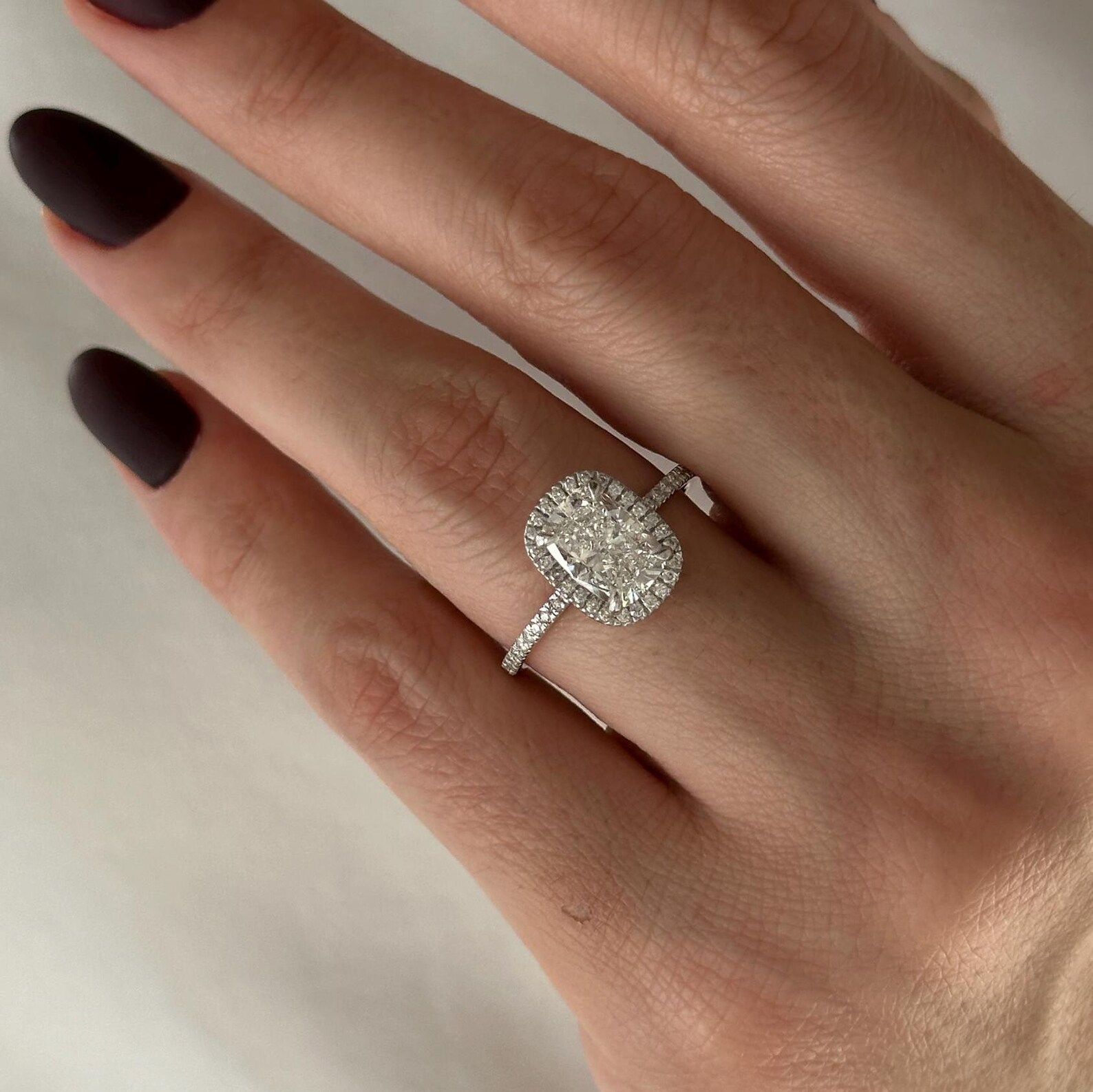 Round Halo, Pave & Split Shank Engagement Ring – 1.93 CT Lab Grown Diamond