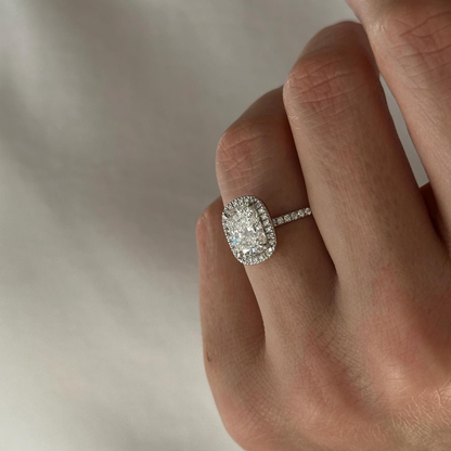 Round Halo, Pave & Split Shank Engagement Ring – 1.93 CT Lab Grown Diamond