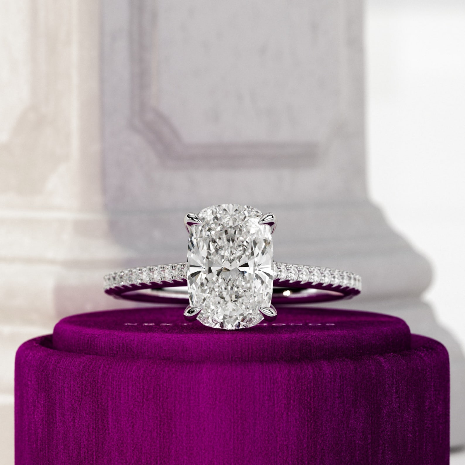 Round Halo, Pave & Split Shank Engagement Ring – 1.93 CT Lab Grown Diamond