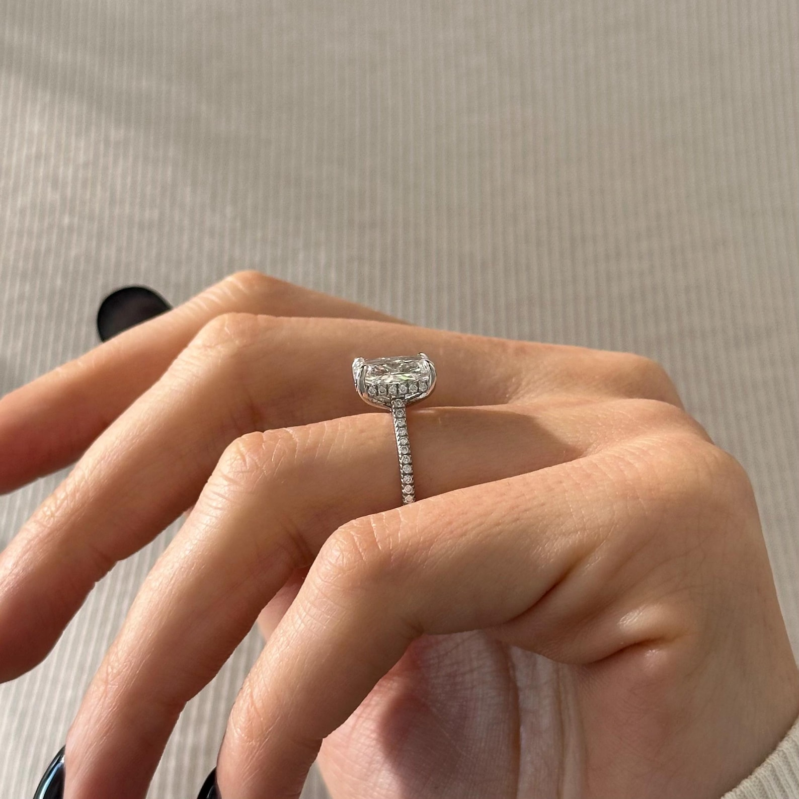 Round Halo, Pave & Split Shank Engagement Ring – 1.93 CT Lab Grown Diamond